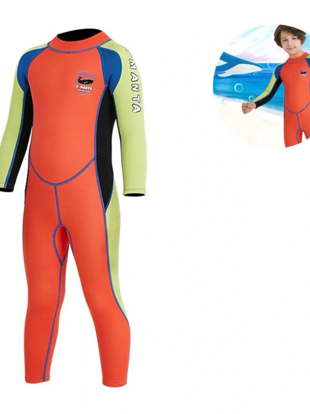 Dive and Sail Orange & Lime Full-Body Swim Wetsuit - Long Sleeve